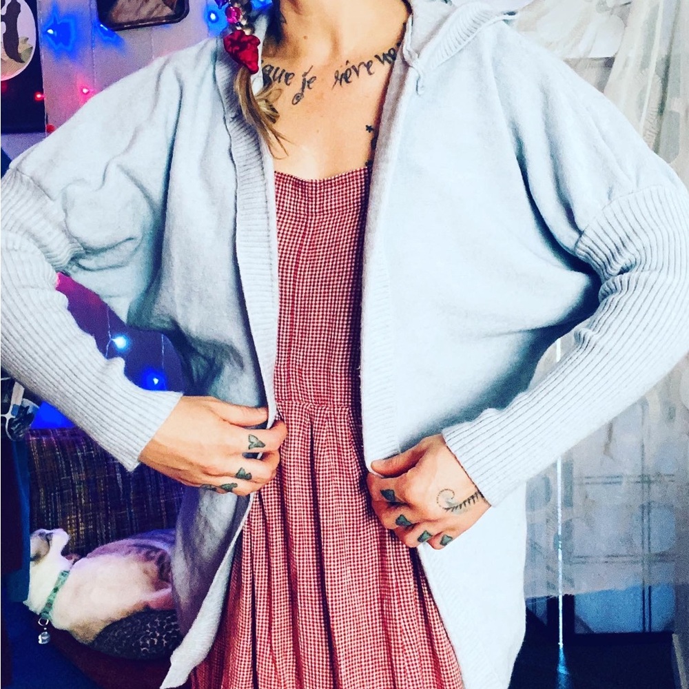 balletcore baby blue open concept sweater 👽👽👽